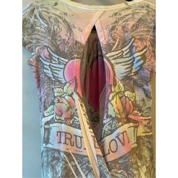 Vintage Body Central Grunge Tattoo Print T-shirt Open Back Small - Picture 3 of 6